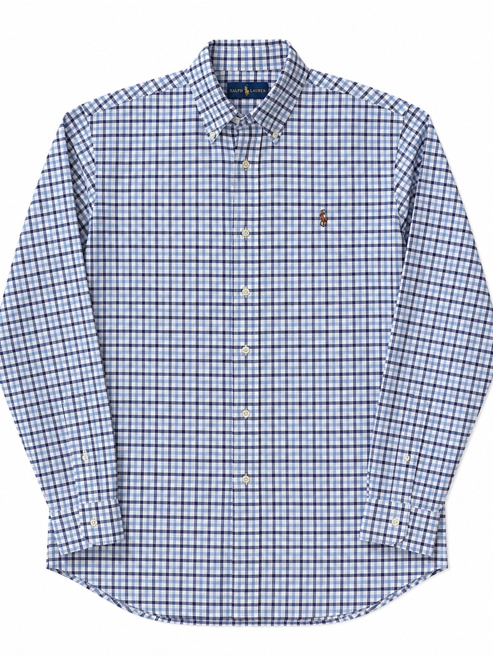 Polo Ralph Lauren Men’s Blue Gingham Plaid Button Down Shirt Size L Classic Fit